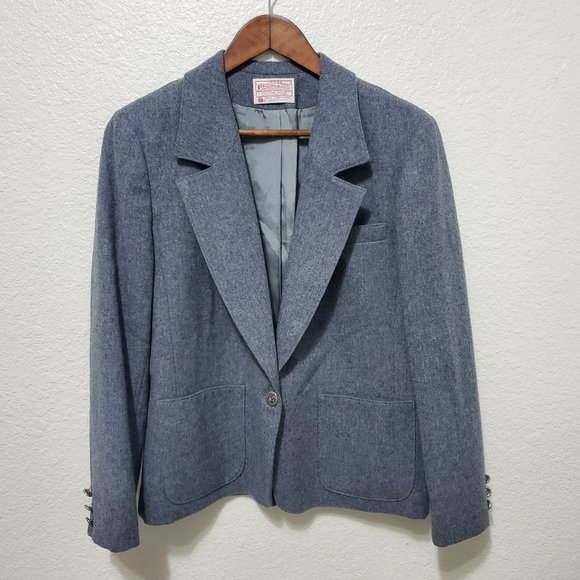 Vintage Pendleton Wool Blazer Gray Single button petite - Picture 1 of 9